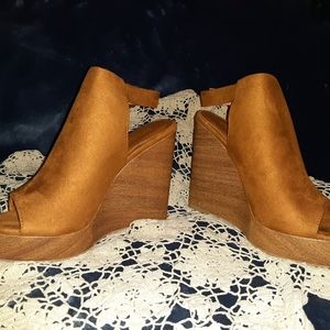 Charlotte Russe Faux Suede Tan Wedges
